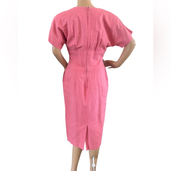 Vintage Horchow Linen Blend Pleated Dress Pockets - Picture 3 of 4